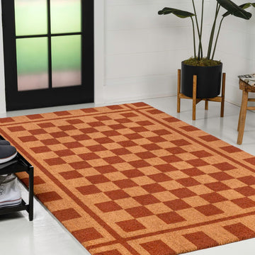 Harper Classic Farmhouse Checkerboard Coir Area Rug